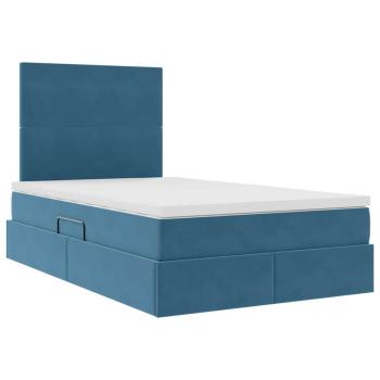 Bett mit Stauraum und LED mit Matratze Blau 120 x 190 cm Samt
