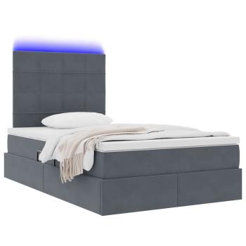 Bett mit Stauraum und LED Dunkelgrau 120 x 190 cm Samt