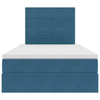 Bett mit Stauraum und LED mit Matratze Blau 120 x 190 cm Samt