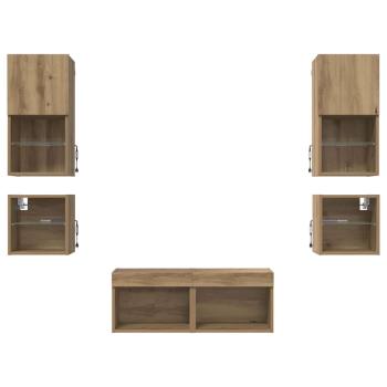 ARDEBO.de - TV-Wandgeräte 8 pcs Artisan-Eiche Holzwerkstoff