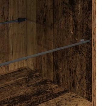 TV-Wandgeräte mit LED-Lichtleisten 4 pcs Altholz Holzwerkstoff