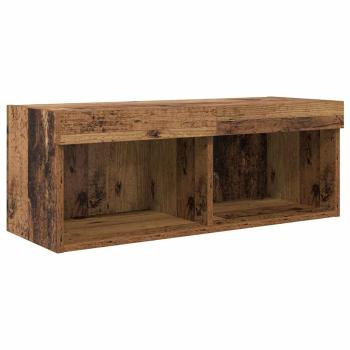 TV-Wandgeräte mit LED-Lichtleisten 4 pcs Altholz Holzwerkstoff