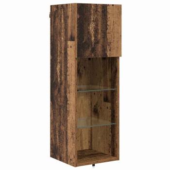 TV-Wandgeräte mit LED-Lichtleisten 4 pcs Altholz Holzwerkstoff