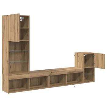 TV-Wandgeräte mit LED-Lichtleisten Artisan-Eiche Holzwerkstoff