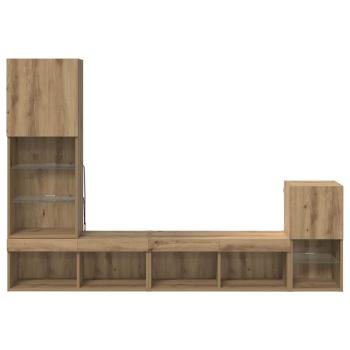 TV-Wandgeräte mit LED-Lichtleisten Artisan-Eiche Holzwerkstoff