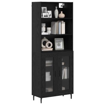 Highboard Schwarz Eichen-Optik 69,5 x 34 x 180 cm