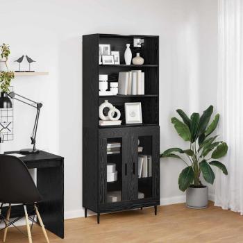 Highboard Schwarz Eichen-Optik 69,5 x 34 x 180 cm