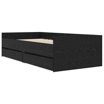Bettrahmen mit Schubladen Schwarz Eichen-Optik 90 x 200 cm