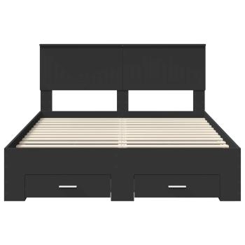 Bettrahmen mit Kopfteil Schwarz 135 x 190 cm Holzwerkstoff