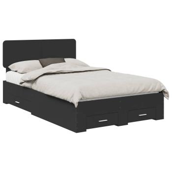 Bettrahmen mit Kopfteil Schwarz 135 x 190 cm Holzwerkstoff