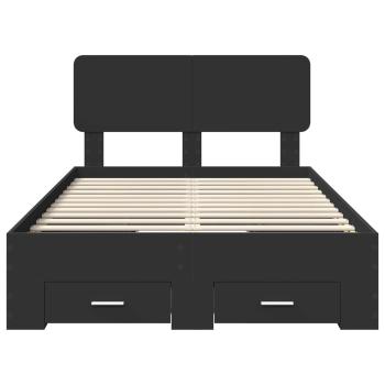 Bettrahmen mit Kopfteil Schwarz 135 x 190 cm Holzwerkstoff