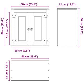 Schrank mit Regal Honig 60 x 32 x 40 cm Massives Kiefernholz
