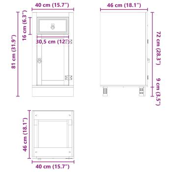 Schrank mit Regal Honig 40 x 46 x 81.5 cm Massives Kiefernholz