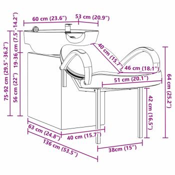 Shampoo Stuhl Schwarz und Weiß 63 x 141 x 92 cm PVC