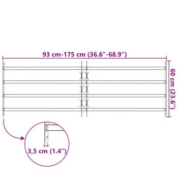 Fenstergitter Schwarz 175 x 60 cm Pulverbeschichteter Stahl