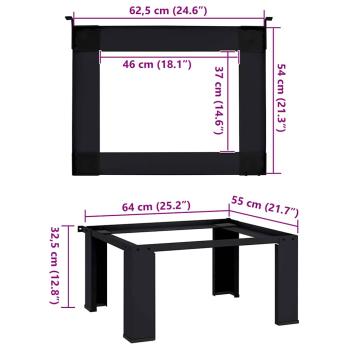 Waschmaschinen-Podest Schwarz 64 x 55 x 32,5 cm Stahl