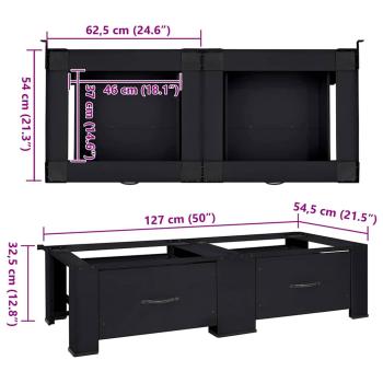 Waschmaschinen-Podest 2 pcs Schwarz 64 x 55 x 32,5 cm Stahl