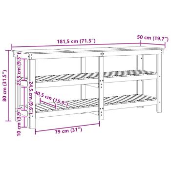 Werkbank Wachsbraun 181,5 x 50 x 80 cm Massives Kiefernholz