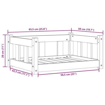 Hundebett Wachsbraun 65,5 x 50,5 x 28 cm Massives Kiefernholz