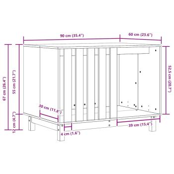 Hundehütte Wachsbraun 90 x 60 x 67 cm Massives Kiefernholz