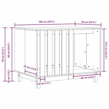Hundehütte Wachsbraun 100 x 70 x 70 cm Massives Kiefernholz