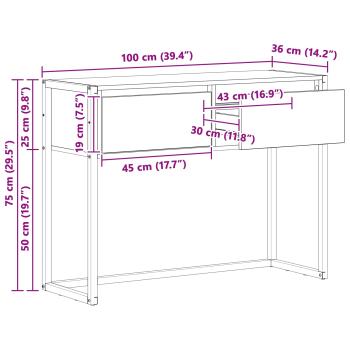 Beistelltisch Schwarz Eichen-Optik 100 x 36 x 75 cm
