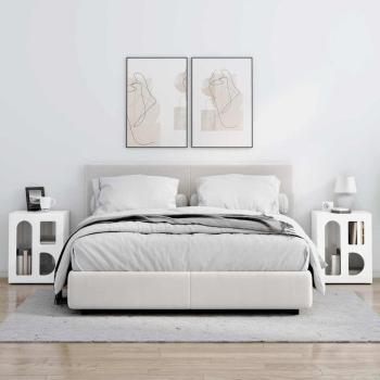 Nachttisch 2 pcs Hochglanz Weiß 40 x 35 x 50 cm Holzwerkstoff