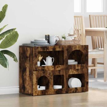ARDEBO.de - Sideboard Geräucherte Eiche 80,5 x 35 x 59 cm Holzwerkstoff