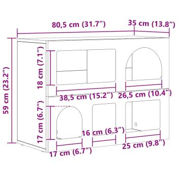 Sideboard Geräucherte Eiche 80,5 x 35 x 59 cm Holzwerkstoff