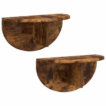 Wandregal 2 pcs Geräucherte Eiche 38 x 19 x 19 cm Holzwerkstoff