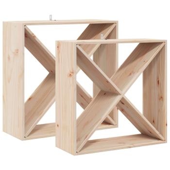 Weinregal 2 pcs Natur 62 x 25 x 62 cm Massives Kiefernholz