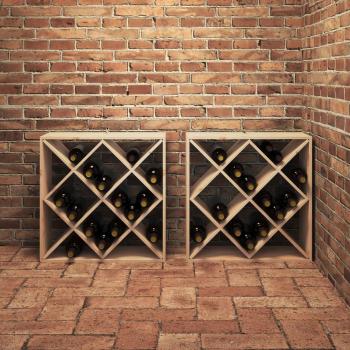 Weinregal 2 pcs Natur 62 x 25 x 62 cm Massives Kiefernholz