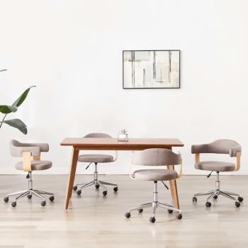 ARDEBO.de - Drehbare Esszimmerstühle 4 Stk. Taupe Bugholz und Stoff