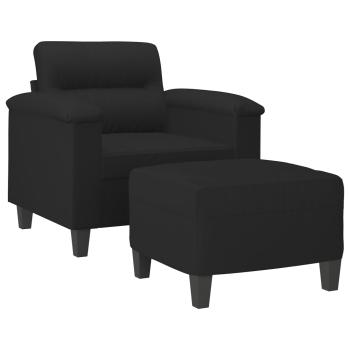 Sessel mit Hocker Schwarz 60 cm Mikrofasergewebe