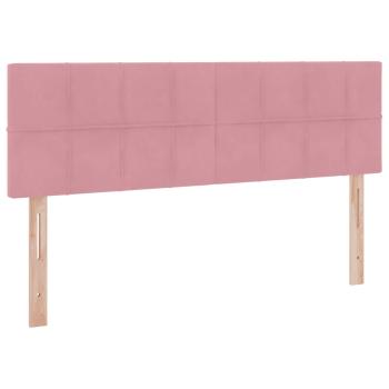 Bett mit Stauraum und LED mit Matratze Rosa 140 x 190 cm Samt