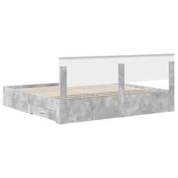 Bettrahmen mit Kopfteil Beton Grau 200 x 200 cm Holzwerkstoff