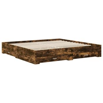 Bettrahmen Geräucherte Eiche 200 x 200 cm Holzwerkstoff