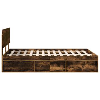 Bettrahmen Geräucherte Eiche 153 x 203 cm Massives Kiefernholz