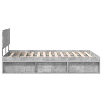 Bettrahmen Beton Grau 135 x 190 cm Massives Kiefernholz