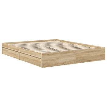 Aufbewahrungsbett Sonoma-Eiche 160 x 200 cm Holzwerkstoff