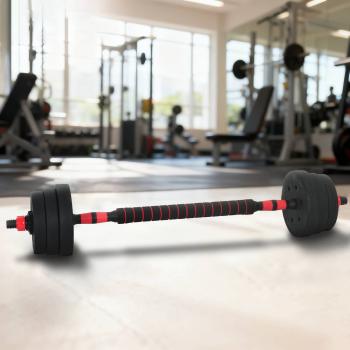 ARDEBO.de - 2-in-1 Hantelset Schwarz und Rot 121 x 19,5 x 19,5 cm