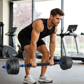 2-in-1 Hantelset Schwarz und Blau 121 x 19,5 x 19,5 cm