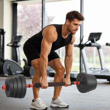 2-in-1 Hantelset Schwarz und Rot 121 x 19,5 x 19,5 cm