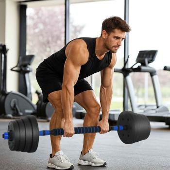 4-in-1 Hantelset Schwarz und Blau 121 x 19,5 x 19,5 cm