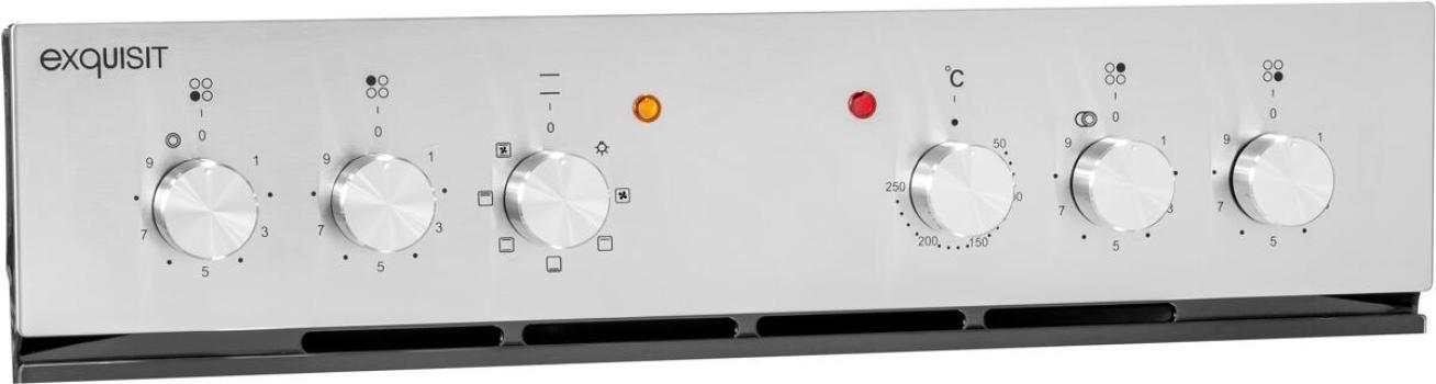 Exquisit EHE 156-2.1 UBZ-Set EEK: A Herdset mit Glaskeramikkochfeld, 59,5 cm breit, 59 L, Autoprogramme, Edelstahl