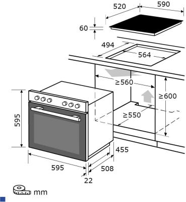 Exquisit EHE 156-2.1 UBZ-Set EEK: A Herdset mit Glaskeramikkochfeld, 59,5 cm breit, 59 L, Autoprogramme, Edelstahl