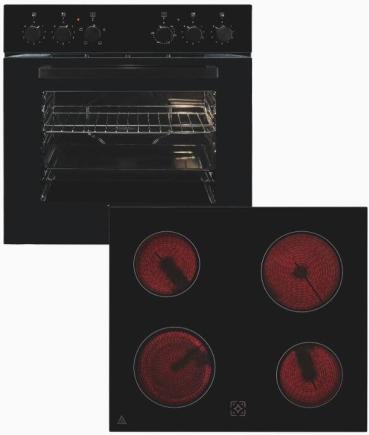 ARDEBO.de Exquisit EHE246-020-Set EEK A Herdset mit Glaskeramikkochfeld, 59,5 cm breit, 59 L, schwarz