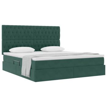 ARDEBO.de - Bett mit Stauraum und LED Dunkelgrün 180 x 200 cm Samt