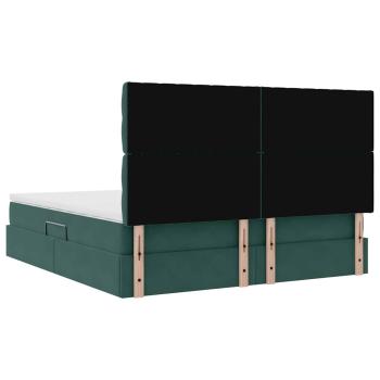 Bett mit Stauraum und LED Dunkelgrün 180 x 200 cm Samt