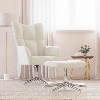 ARDEBO.de - Relaxsessel mit Hocker Cremeweiß Samt